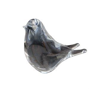Vintage Glass Bird Paper Weight Chrystal Clear Glass